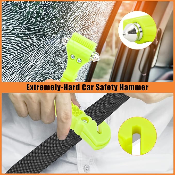 8PCS Car Window Breaker, Fluorescent Green Window Breaker Seatbelt Cutter, Car Safety Hammer with One Second Emergency Glass Hammer, Safety Emergency Car Escape Tool for Car, Office, Home