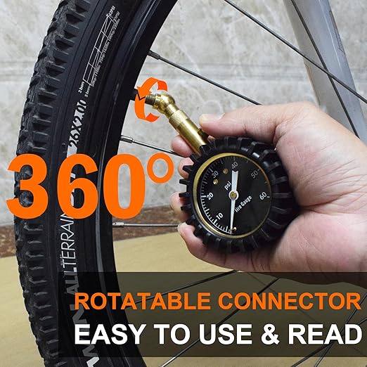 Tire Pressure Gauge,60 PSI Tire Gauges for Tire Pressure 2" Glowing Dial Air Pressure Gauge for Tires,Car Gifts Car Stuff for Men,Car Guys.