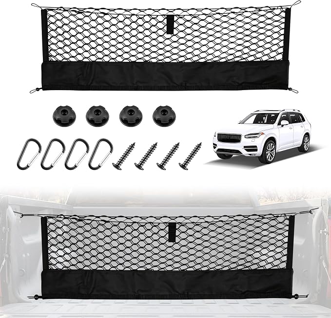 Amiss Truck Bed Cargo Net with Bottom Organizer, Compatible with Chevy/Chevrolet Equinox 2026 2025 2024-2000 3RS 3LT Activ, Portable Storage for Pickup Cargo and Heavy Duty Hook, Exterior Accessories