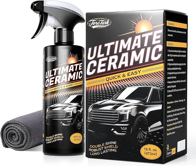 Real Ceramic Coating for Cars Polish (16 Fl Oz), Unmatched Shine Car Wax Coating Spray, No Pungent Smell, Quick Detailer Spray Wax, Lasts 50+ Washes Car Paint Sealant, Truck Accessories