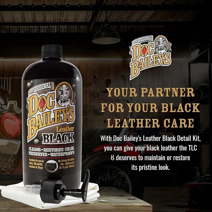 Leather Black Care -Premium Quality All In One Leather Cleaner, Conditioner, Waterproofer & Protectant - For your Car, Bike, Horse Tack, Home Decor and Other Leather Needs 32oz Bottle