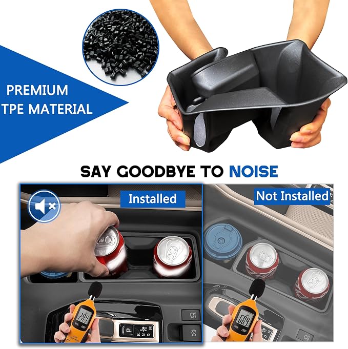 2PCS Center Console Cup Holder Inserts for 2024 2025 2026 Toyota Grand Highlander Accessories TPE Cup Holder Protector Drink Holder Coaster Liner for Grand Highlander Interior Black