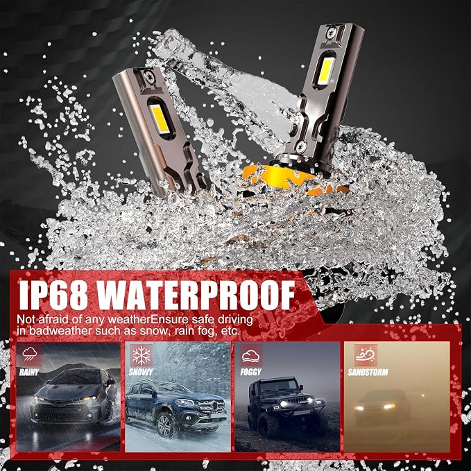 Bulb, 26000LM Super Bright 6500K 800% Brighter Bulbs with Turbo Fan, IP68 Waterproof, Plug-N-Play (H11+9005)