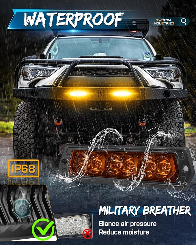 Flush Mount LED Pods Amber, SWATOW INDUSTRIES 7 Inch CREE LED Light Bar Amber Flush Mount Reverse Lights Spot Pod Lights Backup Lights for Truck Wrangler F150 Ram Toyota Chevy GMC SUV ATV