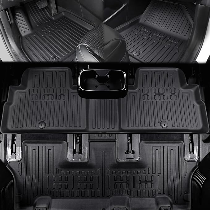 Floor Mats for Kia Telluride 2020-2025, All Weather Floor Mats Trunk Cargo Liner with Backrest Protectors Accessories, Full Coverage Set (Fit 7/8 Seats)