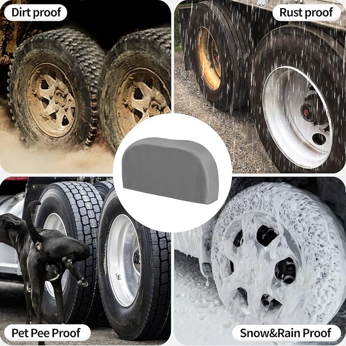 OutdoorLines Waterproof RV Tire Covers Dual Axle Cover | 2 Packs Gray RV Wheel Covers Fit 27"-30" Diameter Double Wheels, Tire Covers for Trailers Camper Trucks Cars Jeeps Vans