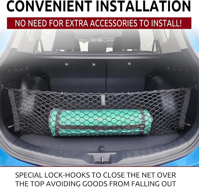 Envelope Style Trunk Mesh Cargo Net for Toyota RAV4 2013-2025, Automotive Exterior Accessories - Premium Car Storage Organizers, Cargo Bed Net for Pickup Truck, Smart Vehicle Storage Organizer