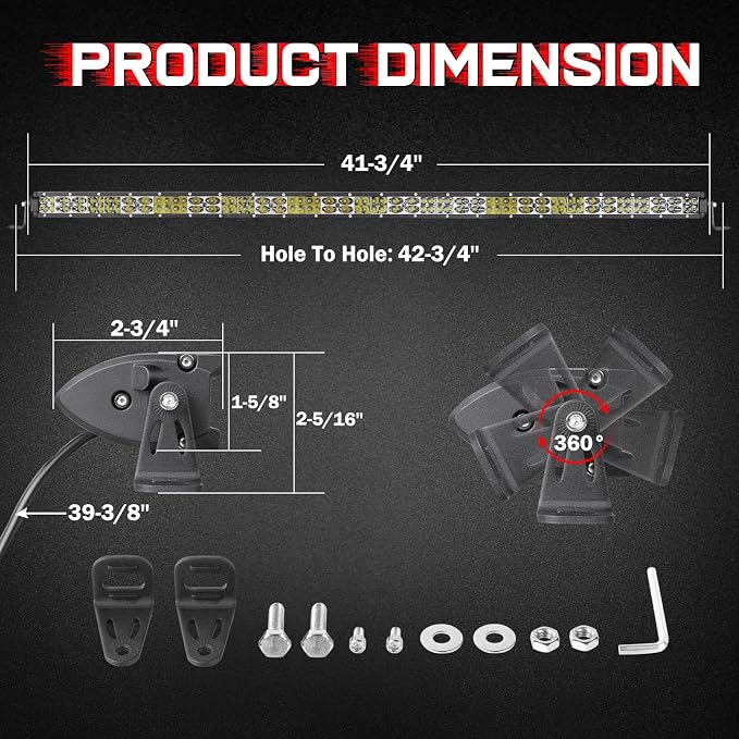 40 Inch Light Bar, Lumimotor 40 Inch Slim LED Light Bar 40000LM Spot Flood Beam Combo Off Road Driving Lights for UTV Truck SUV Pickup Roof