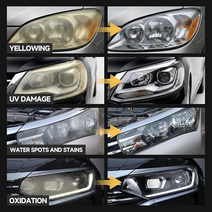 toretark Headlight Restoration Kit Wipes, 5-Min Fix, Restoring to Like-New Condition, Safe for OEM Lens, Headlight Restoration Wipes & Cleaning Wipes, Headlight Cleaner and Restorer Kit 2 Pack