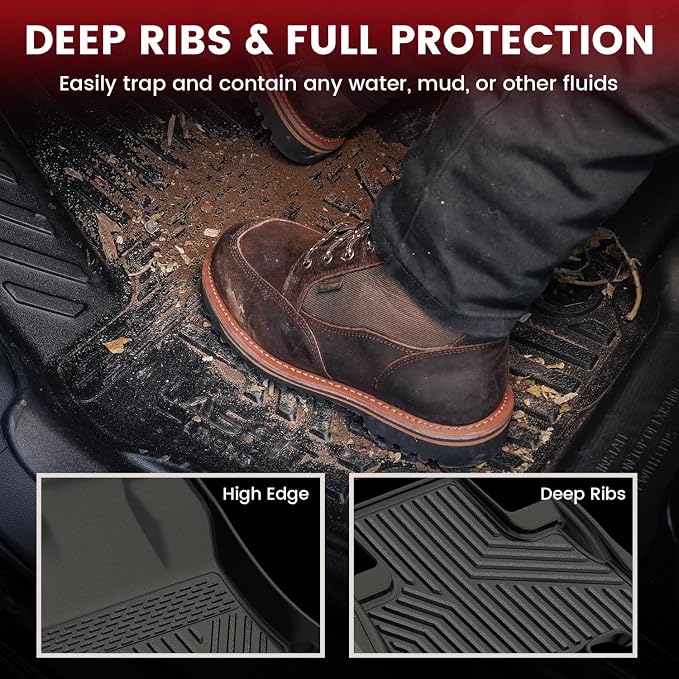LASFIT Floor Mats&Cargo&Seatback Mats for Toyota 4Runner 2013-2024 (Only Fit 7 Seats), All Weather TPE Mats Custom Fit Floor Liners for 5th Gen 4Runner 1st & 2nd Row Full Set Car Mats and Cargo Liner
