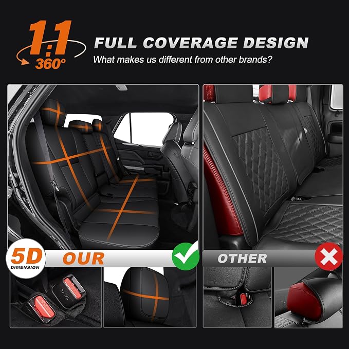 AOMSAZTO Seat Covers for Toyota 4Runner 2025 2026 (5 Seats Model Only) | Custom Fit Full Set Faux Leather Waterproof Airbag Compatible Car Seats Cover for 4Runner Accessories Black