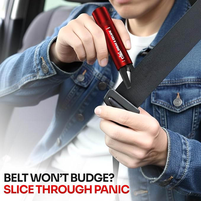 Car Window Breaker Seatbelt Cutter [4 Pack] – Emergency Glass Breaker Tool for Car – 2-in-1 Safety Hammer Life Hammer – Car Essentials, Car Must Haves, Auto Escape Keychain, Emergency Break & Escape
