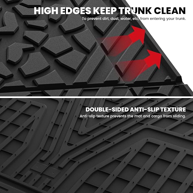 LASFIT Cargo Mat for Jeep Wrangler 4XE 2021-2025 4 Doors with Subwoofer | Plug-in Hybrid EV-Gas (PHEV), All Weather, TPE, Custom Fit, Trunk Mat, Cargo Liner, Black