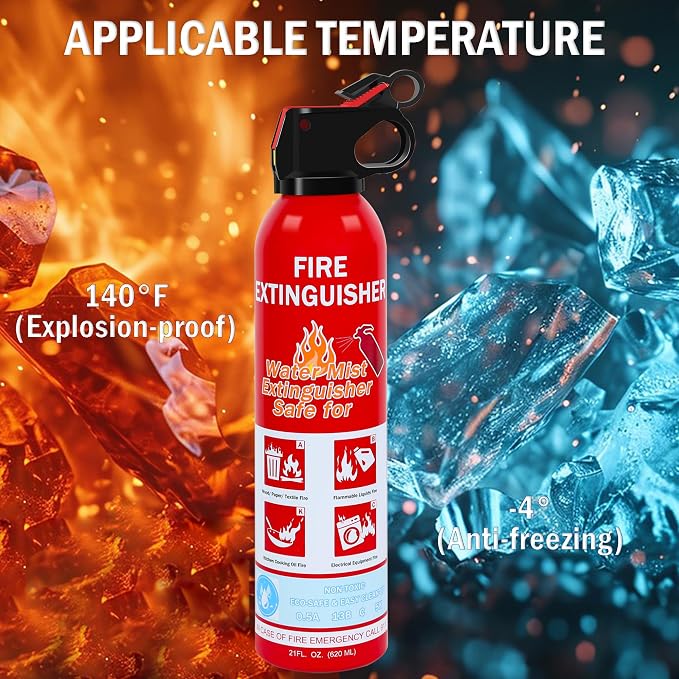 4-Pack Home Fire Extinguisher with Wall Mount, Portable A B C K Class Household Fire Extinguisher for Kitchen, House, Boat & Car, Non-Toxic, Anti-Re-Ignition & Easy Clean