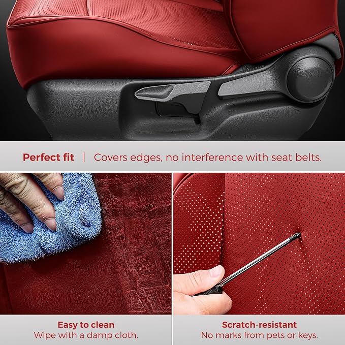 DiffCar® Seat Covers for Toyota Tacoma 2026 2025 2024 Double Cab(Gas Only), Full Set Faux Nappa Leather Truck Accessories for Tacoma 4th Gen, Car Seat Protectors Custom Fit for Tacoma Seat, Red Camo