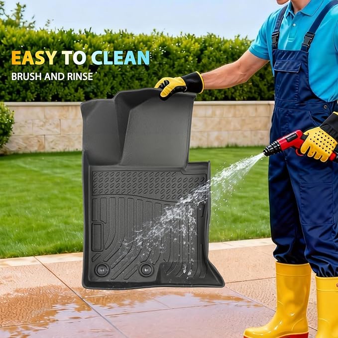Floor Mats for Hyundai Sonata 2011-2014 & Sonata Hybrid 2015 | All Weather TPE Rubber Car Mats Custom Fit for Sonata, Waterproof Anti-Slip Heavy Duty Car Mats 1st & 2nd Row