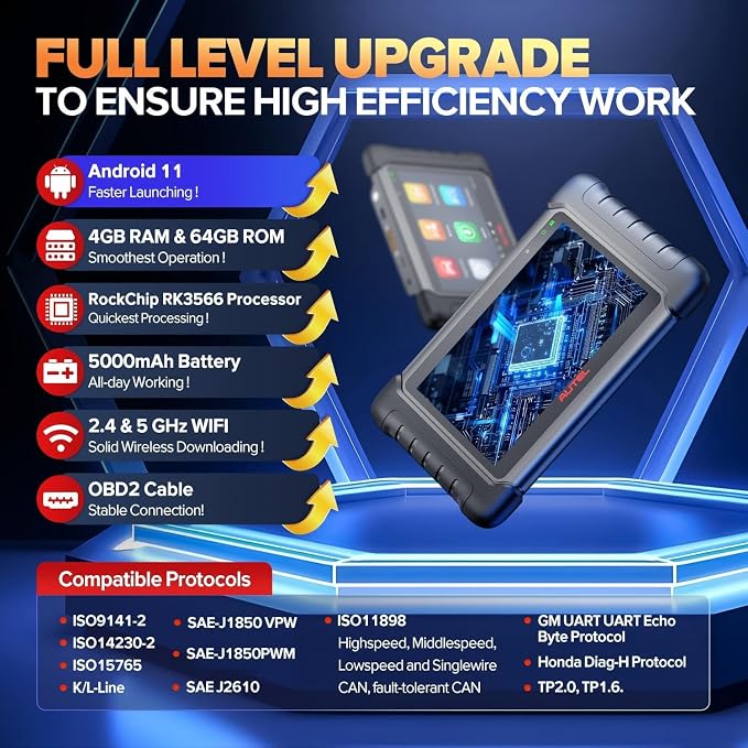 Autel Scanner MaxiCheck MX808S, 2026 Bidirectional OBD2 Scan Tool US Ver. of MaxiCOM MK808S MK808Z, 3000+ Active Test 11OS as MK900 MK900BT MX900, 28+ Service for 200+ Brands, OE All Diagnostic, FCA