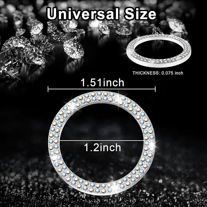 LivTee Car Engine Start Stop Decoration Ring, Crystal Double Rhinestone, Bling Car Interior Accessories for Women, Key Ignition & Knob Bling Ring, Push to Start Button Cover/Sticker, Colorful