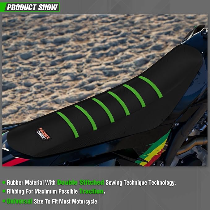 Universial Dirt Bike Seat Cover - Soft Ribbed Rubber Seat Covers for Motorcross Enduro Green