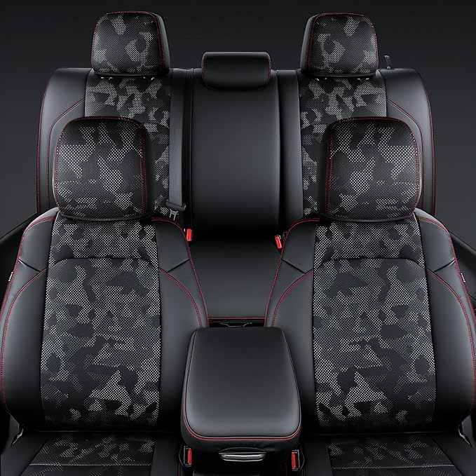 Carlimeki Leather Seat Covers Custom Fit for Tacoma Gen 3rd (2016-2023) | For Double & Crew Cab only - Fits SR, SR5, Limited, TRD Pro, TRD Sport, TRD Off-Road, Trail Special Edition - Fully Covered