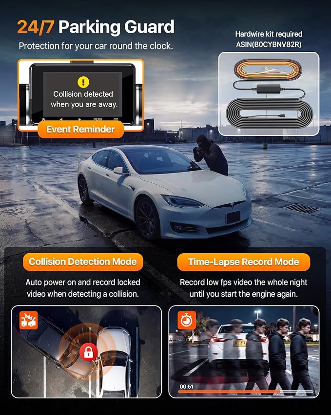 Icesky S03 4K Dash Cam Front Rear Inside Left Right with GPS, Free 128GB SD Card, 5.8GHz WiFi 6 (Up to 20MB/s Download), 4 Channel 360° Dash Camera for Cars, G-Sensor 8 IR Light, Parking Mode, Black