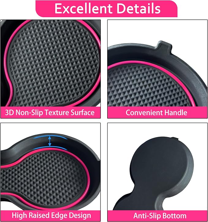 for Honda Civic Accessories 2026 2025 2024 2023 2022 Cup Holder Inserts Center Console Liner 3D Silicone Cup Holder Coaster Protector Mat Pad Non-Slip Interior Decoration for Civic 3Pcs (Pink)