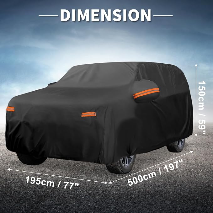 X AUTOHAUX Car Cover for Toyota 4Runner 210D-PU Outdoor Full Car Cover All Weather with Door Zipper for Waterproof Windproof Sun Rain Snow Protection