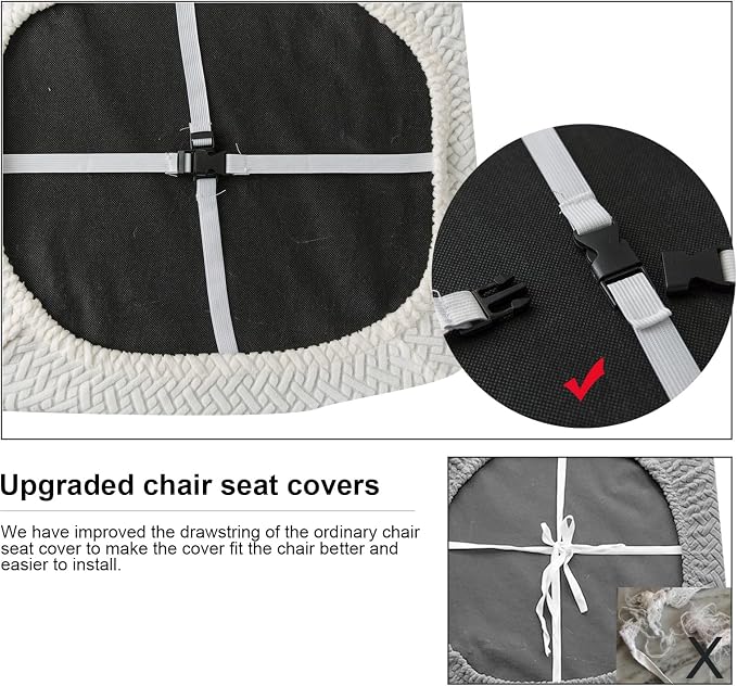Genina Waterproof Seat Covers for Dining Room Chairs Covers Dining Chair seat Covers Kitchen Chair Covers slipcovers (White, 6 Pcs)