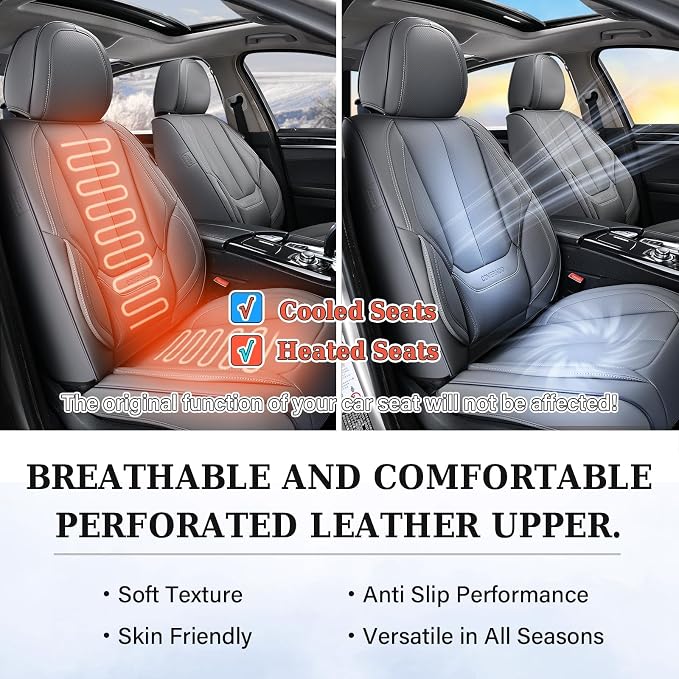 Coverado Car Seat Covers, Seat Covers for Cars, Waterproof Leather Auto Seat Protectors, Leather Car Seat Cushion, Car Interiors Accessories Universal Fit for Most Cars