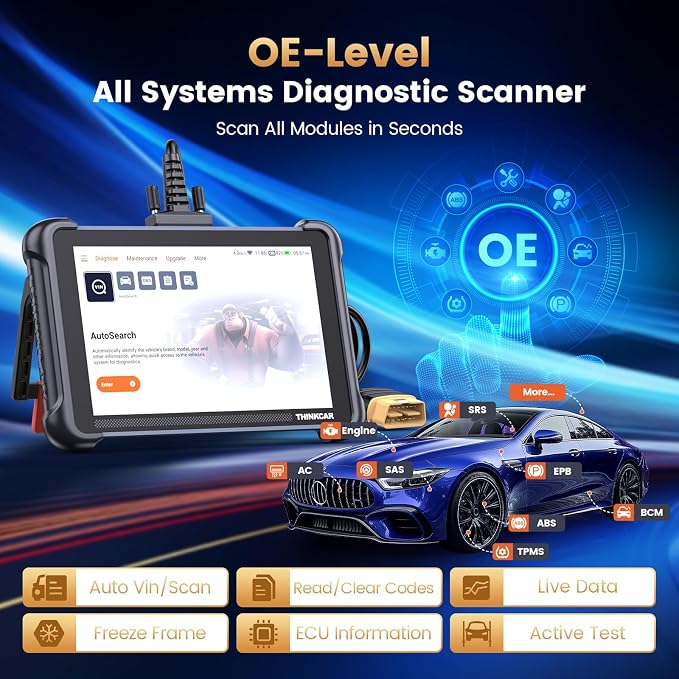 THINKCAR THINKSCAN 689 Bidirectional Scan Tool, Full System OBD2 Scanner Diagnostic Tool with 3000+ Active Test, ECU Coding, 34+ Reset, PMI, CANFD/DOIP, FCA AutoAuth, Lifetime Free Update