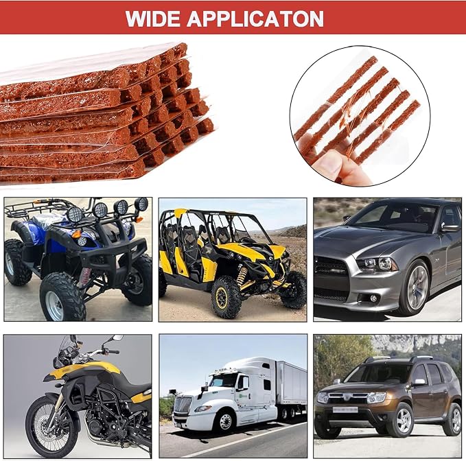 100 Pcs Tire Repair Plugs, Tire Repair Gum for Tubeless Puncture,Tires Strings Rubber Plug Tool for Car, RV, SUV, ATV, Motorcycle, Truck,Tractor