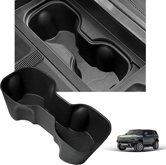 Cup Holder Insert for GMC Hummer EV 2026 2025 2024 2023 2022 Accessories Center Console Silicone Cup Holder Drink Bottle Holder Organizer Non-Slip Interior Decoration for Hummer EV SUV Black