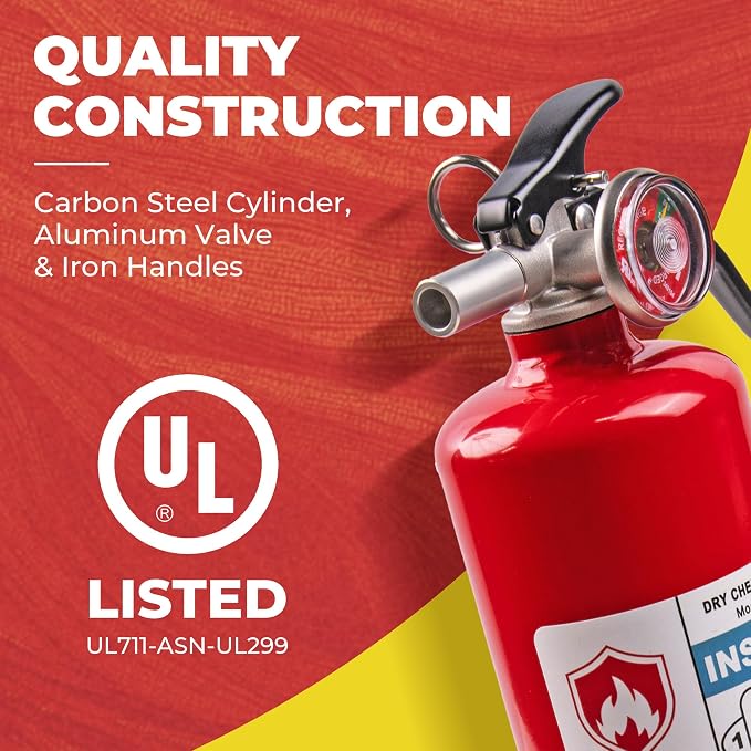 Safewayfire 2.5 lb ABC Dry Chemical Fire Extinguisher, 1-A:10-B:C, 2 Pack | Fire Extinguisher for Home, Kitchen, Workshop, Garage & Commercial Use, Heavy-Duty, Fights Liquid, Gas & Electrical Fires
