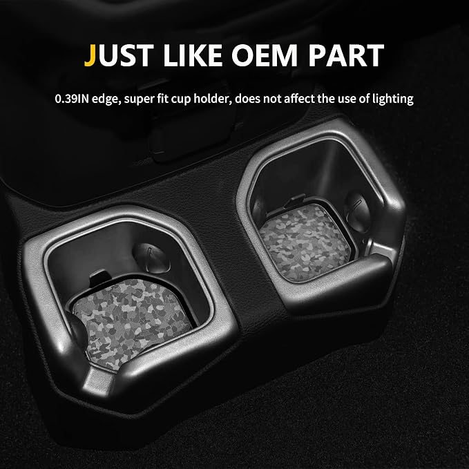 Cup Holder Inserts Coaster Compatible with Jeep Wrangler JL Gladiator JT 2018-2026 Accessories, Center Console Cupholder Pad, Non-Slip Drink Liner, Original Design, TPE, 4-Pcs Front Rear