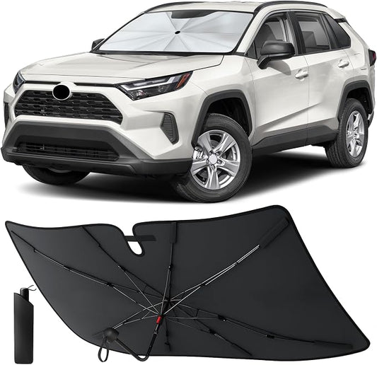 EcoNour Windshield Sunshade for Toyota RAV4 2019-2025 | Front Windshield Sun Shade & Window Tint UV Heat Blocker | Foldable Reflective Car Sun Visor Protector Interior Cooling Accessories