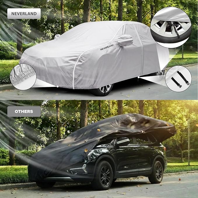 NEVERLAND Car Cover Waterproof Heavy Duty All Weather Protection Snow Anti-UV Windproof Outdoor Full Car Cover
