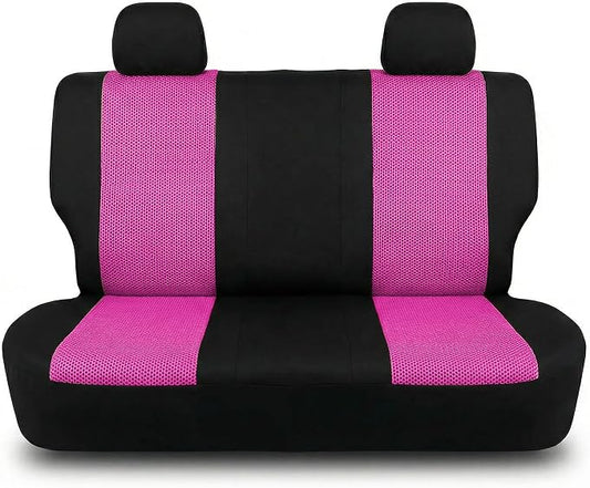 FH Group Automotive Rear Car Seat Covers for SUV, Trucks, Sedan and More - Universal Fit Rear Solid Bench Design Interior Accessories - 3D Mesh Fabric Center Panel - Pink