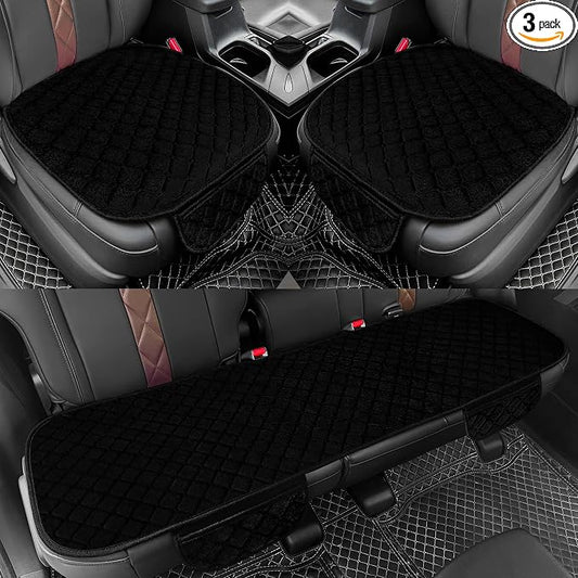 surpassme Car Seat Covers Universal Seat Covers for Car Accessories with Storage Pockets, Car Front Seat Covers and Rear Bench Coverfor Automotive, SUV, Truck, and Van(Black)