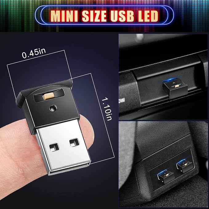 Frienda 8 Pieces Mini USB LED Light, Car LED Interior Lighting 5v Smart USB Atmosphere Light, Laptop Keyboard Office Decoration Night Lamp, Adjustable Brightness, 8 Colors