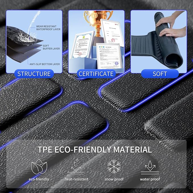 KELCSEECS® Floor Mats & Cargo Liner Custom for 2014-2018 Mazda 3(Only Fits Hatchback),All Weather Protection TPE Floor Liners Front & Rear Row Full Set Accessories Black