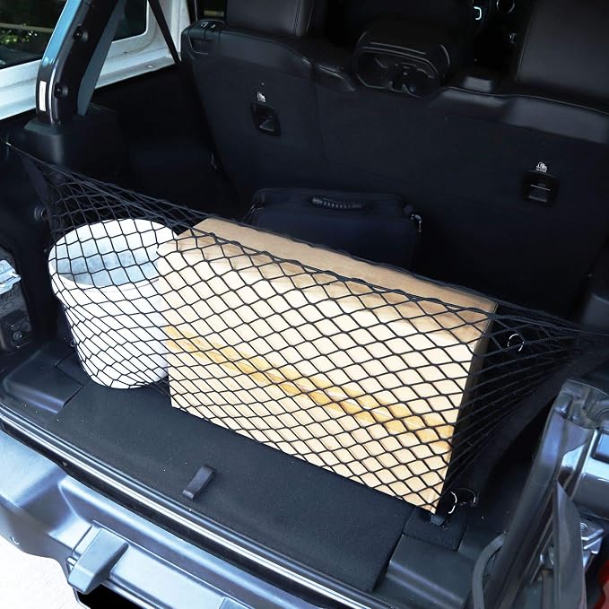 Voodonala 40 x 18 Universal Cargo Net Organizer, Elastic Mesh Trunk Storage Envelope for Pickup Truck Bed, SUV Rear Cargo Area Divider Compatible with Bronco Sport, Jeep, Dodge, Toyota