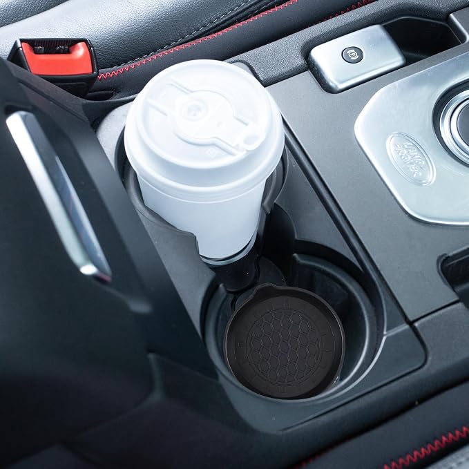 Amooca Automotive Cup Holders Universal Car Cup Coaster Waterproof Non-Slip Sift-Proof Spill Holder Car Interior Accessories 2 Pack Black