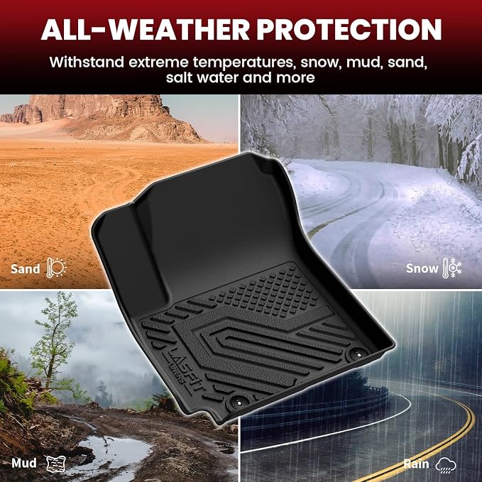 Lasfit Floor Mats & Cargo Mats for Kia Soul 2025 2024 2023 2022 2021 2020 (Fit Cargo Floor in Higher Position) All Weather TPE Custom Fit Floor Liners Car Mats & Trunk Mats Full Set