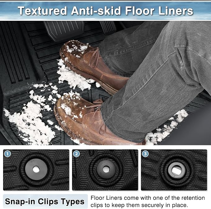 Mixsuper Floor Mats for 2022-2026 Honda Civic Sedan/Hatchback/Sport and 2023-2025 Acura Integra, All Weather 3D TPE Floor Liners 1st & 2nd Row Heavy-Duty Car Mats, Black (for 2nd Row w/o USB Port)