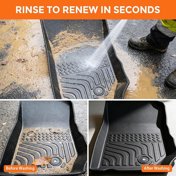 Floor Mats for Jeep Wrangler JK Unlimited 4 Door 2007-2013 | (Not for 4XE, JL or 2 Door), Custom Heavy Duty TPE All Weather Protection, Waterproof Non-Slip Black (Two-Row Floor Mats)