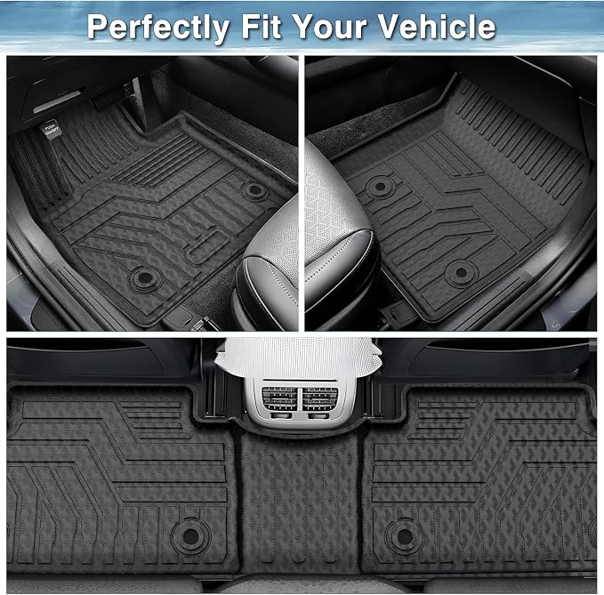 Mixsuper Floor Mats Compatible with 2007-2012 Dodge Caliber / 2007-2017 Jeep Patriot/Compass (Old Body Style) All Weather Floor Liners 1st & 2nd Row Set Black