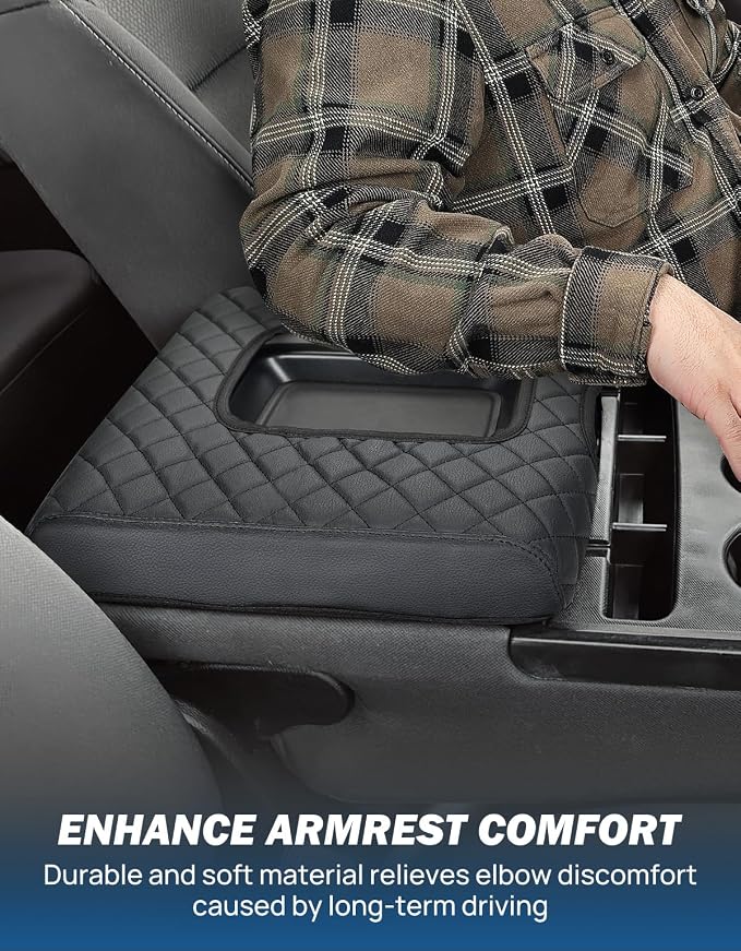 JOYTUTUS Center Console Cover Compatible with Silverado Sierra 2014 2015 2016 2017 2018 Jump Seat, Leather Arm Rest Armrest Cover for Car, Durable Middle Console Cover Replacement for Trucks