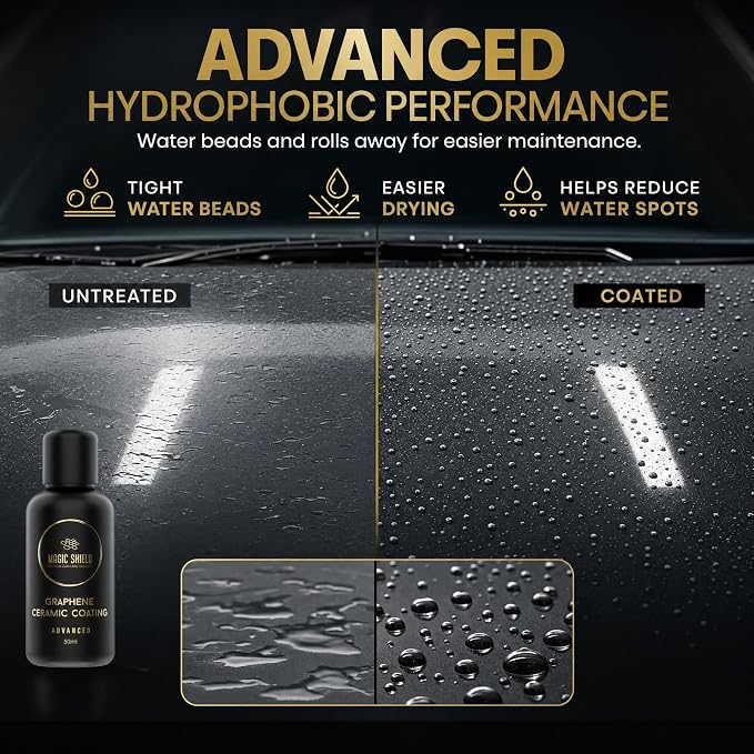 Magic Shield Graphene Coating for Cars │ Self-Healing, 5+ Years Durability │ Advanced SiO2 Ceramic Protection - High Gloss, Anti-Scratch - Perfect for Cars, Motorcycles, Marine, and RVs