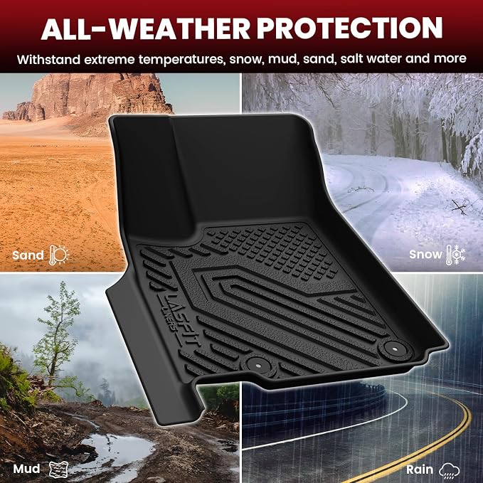 LASFIT Floor Mats for Jeep Grand Cherokee L 2021-2025 2026 (ONLY for 6 Seaters Without Center Console) All Weather Custom Fit Car Floor Liners Seatback Cargo Trunk Mat Black