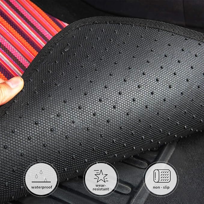 CAR PASS Carpet Floor Mats Full Set Front and Back Universal fit for Suvs,Vans,Trucks, 4 Pieces (Red)